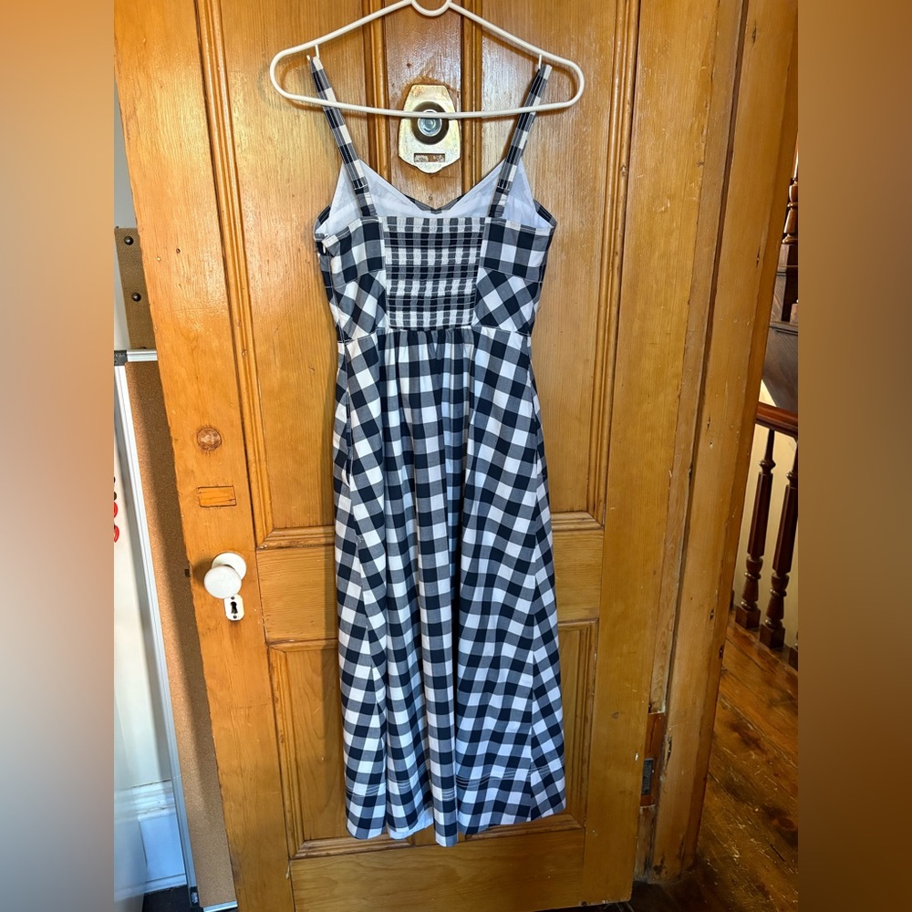 La Ligne Cotton Navy/White Large-scale Gingham Maxi Sundress - Picture 6 of 6